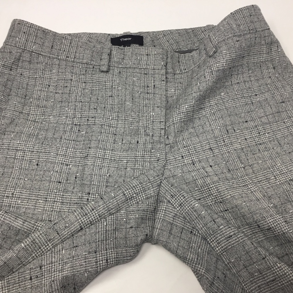 Theory Izelle Flannel Plaid Cropped Wool Pant Career Wear Academia Size 4 - Picture 6 of 10